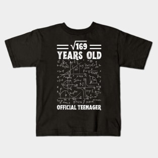 Square Root Of 169,13 Years Old, Official Teenager, Math lover Birthday gift Kids T-Shirt